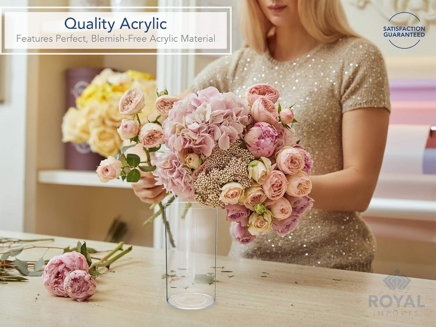 Royal Imports Flower Vase Acrylic Cylinder